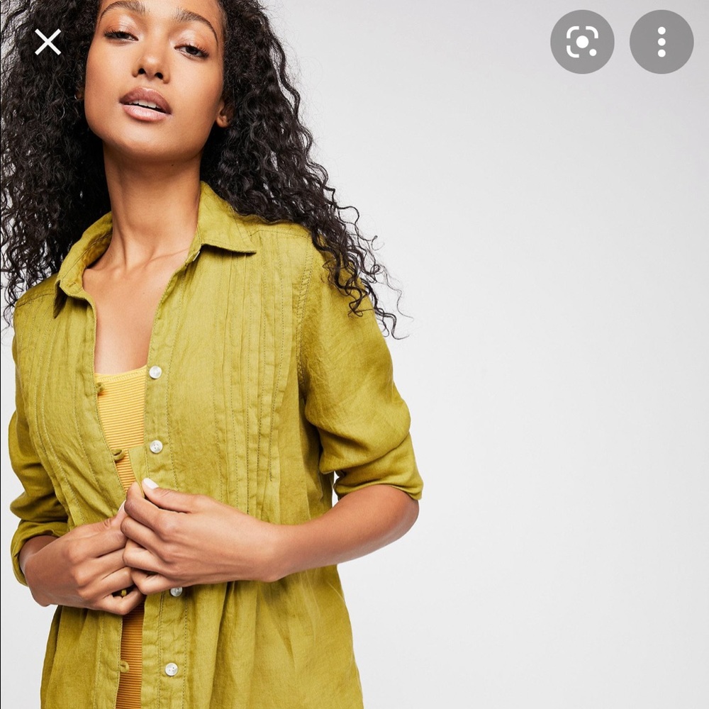 Free people breezy mornings linen buttondown